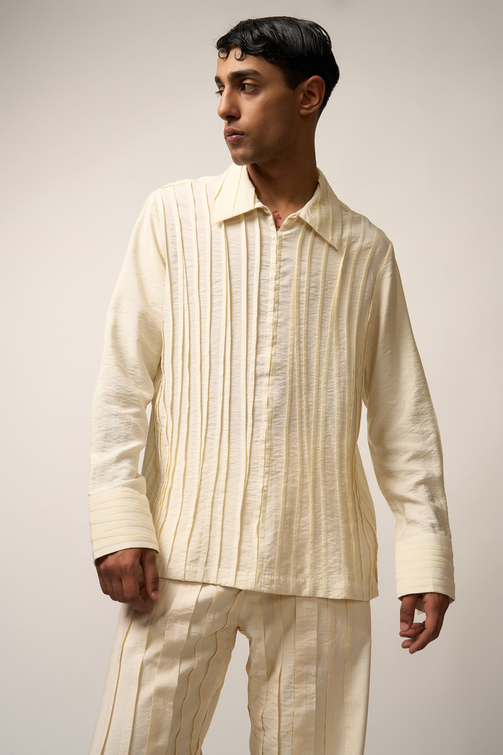 PLEATED CO-ORD BEIGE