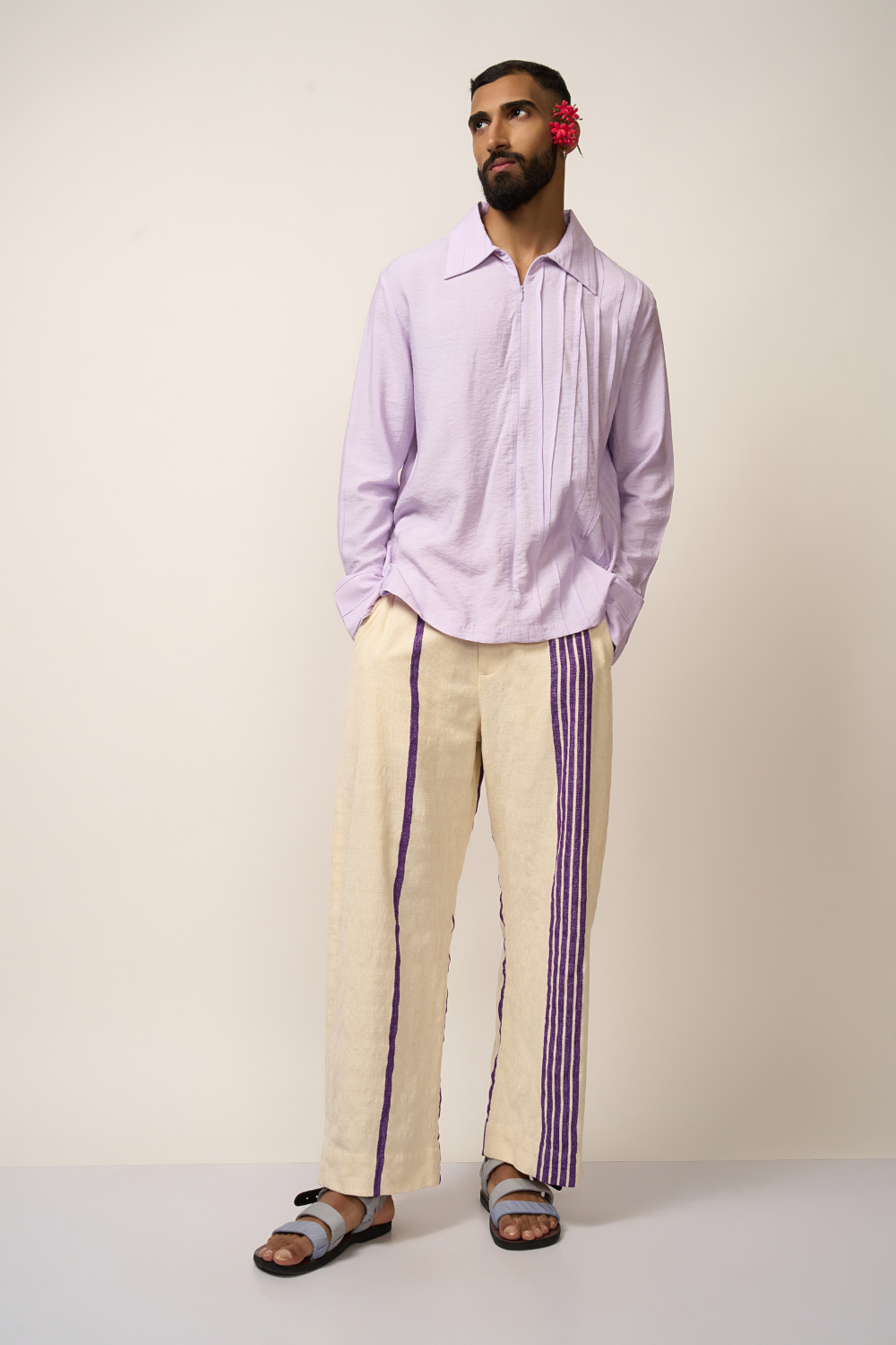 PLEATED SHIRT - LAVENDER