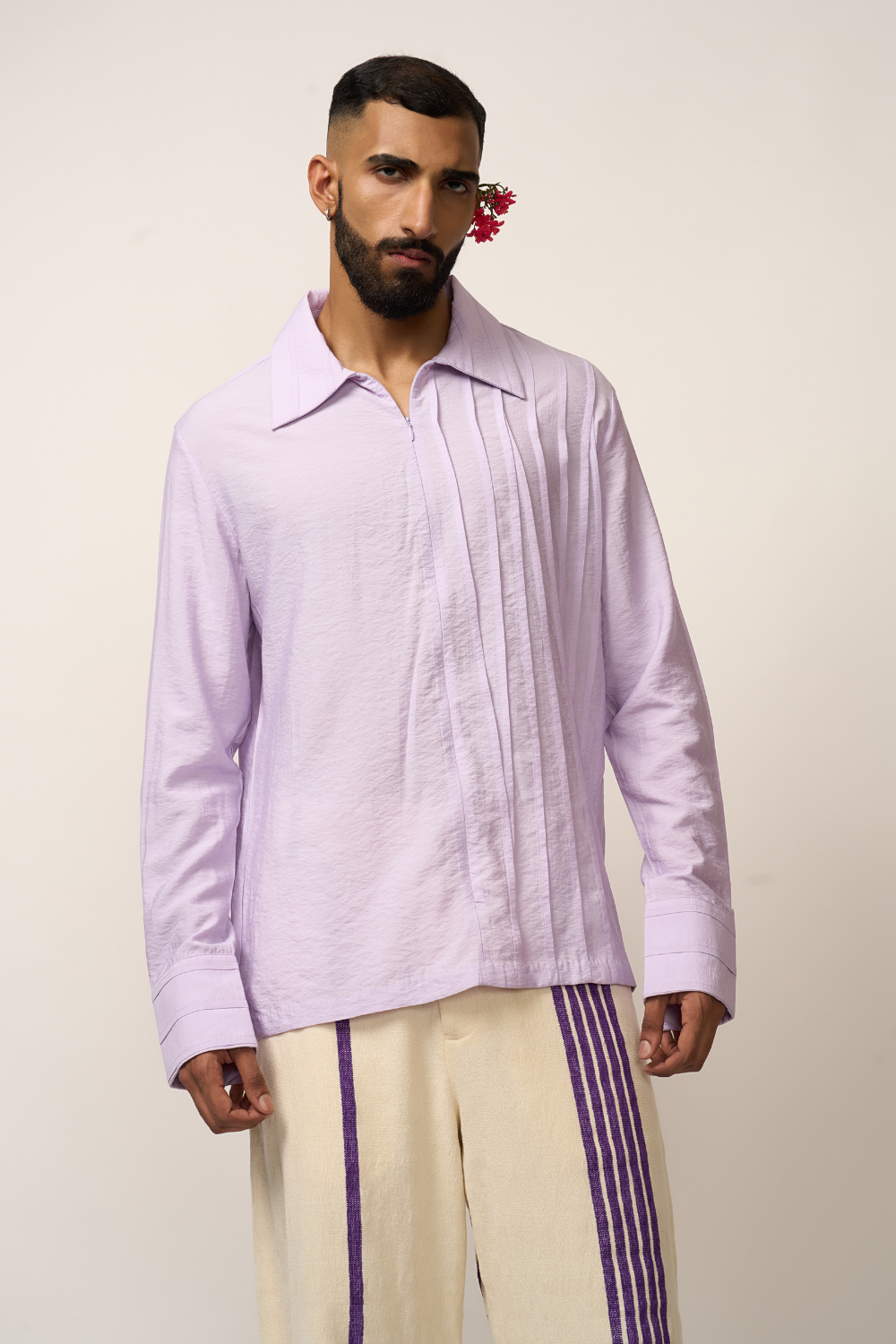 PLEATED SHIRT - LAVENDER