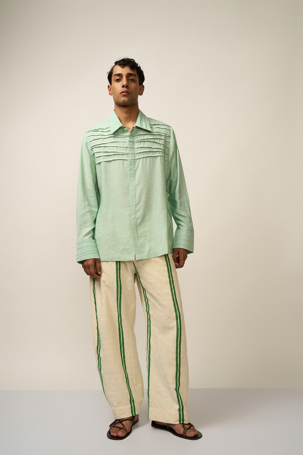 PLEATED SHIRT - MINT