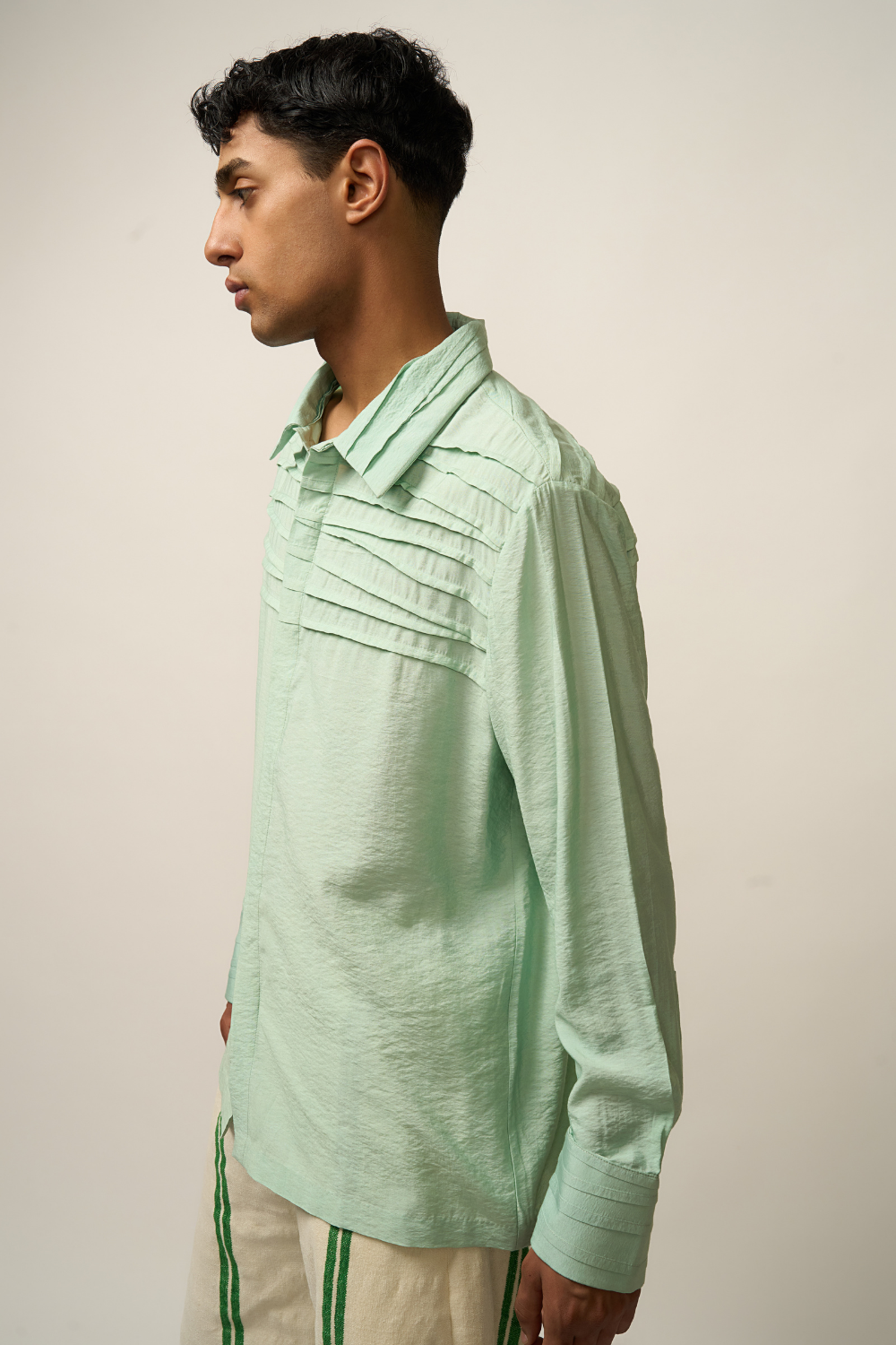 PLEATED SHIRT - MINT