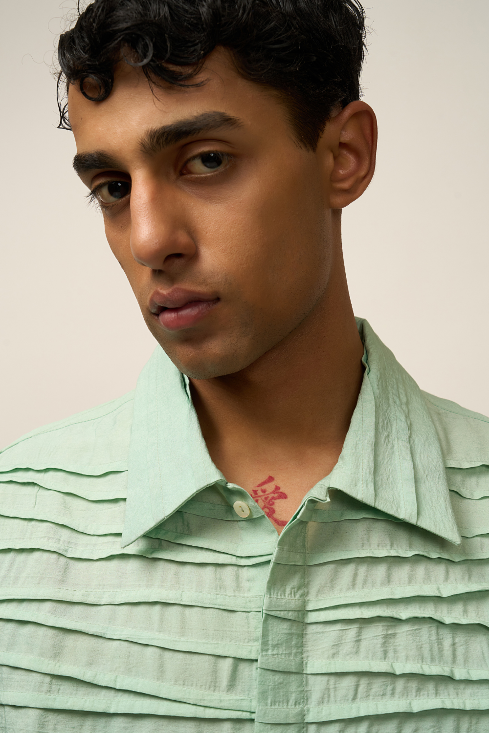 PLEATED SHIRT - MINT