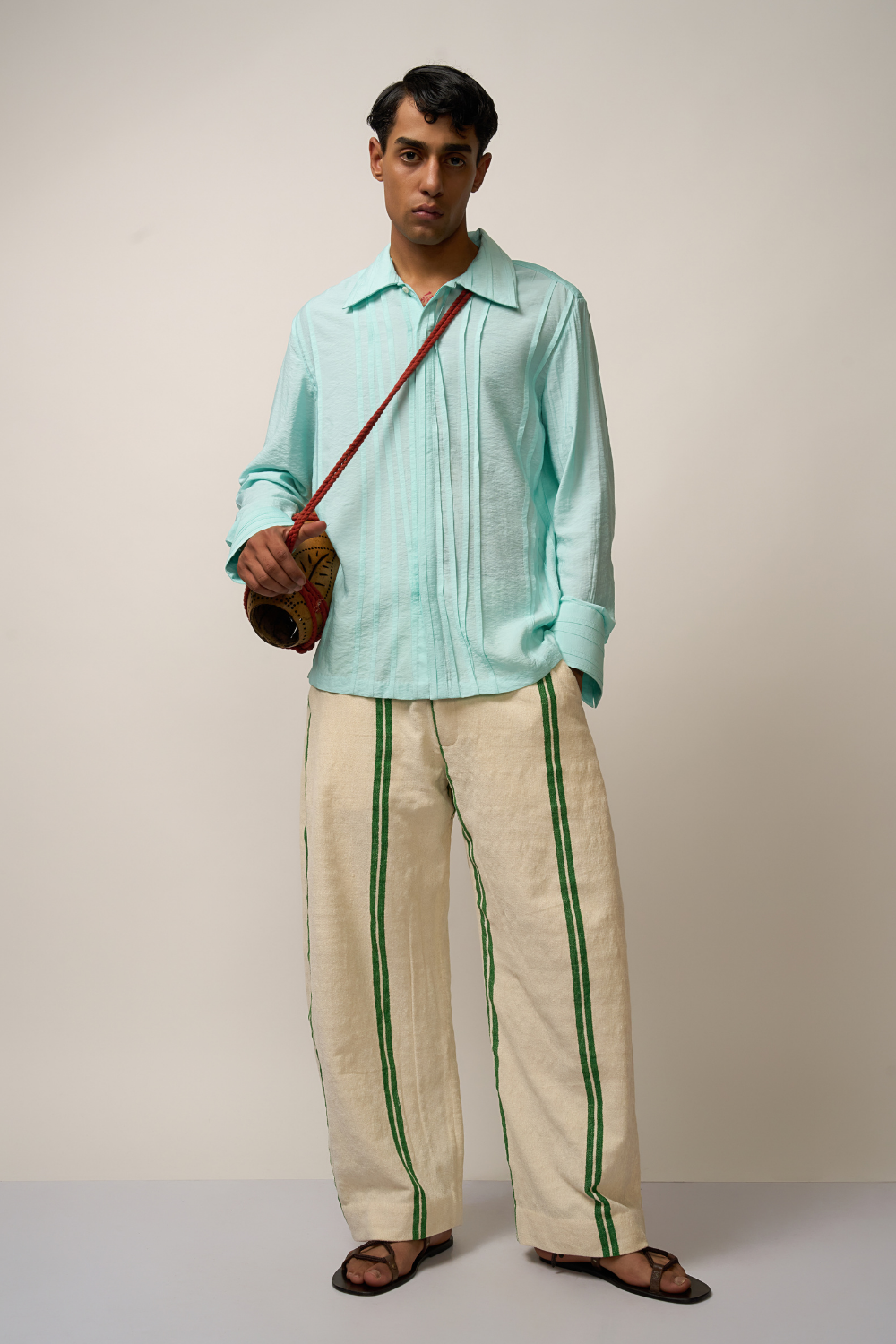 PLEATED SHIRT - POWDER BLUE