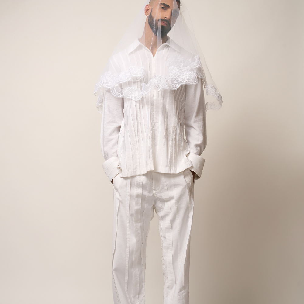PLEATED CO-ORD- WHITE