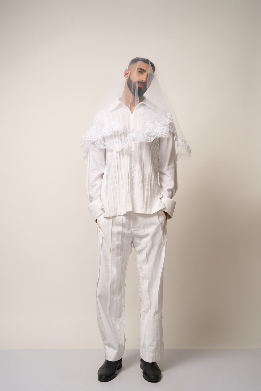 PLEATED CO-ORD- WHITE