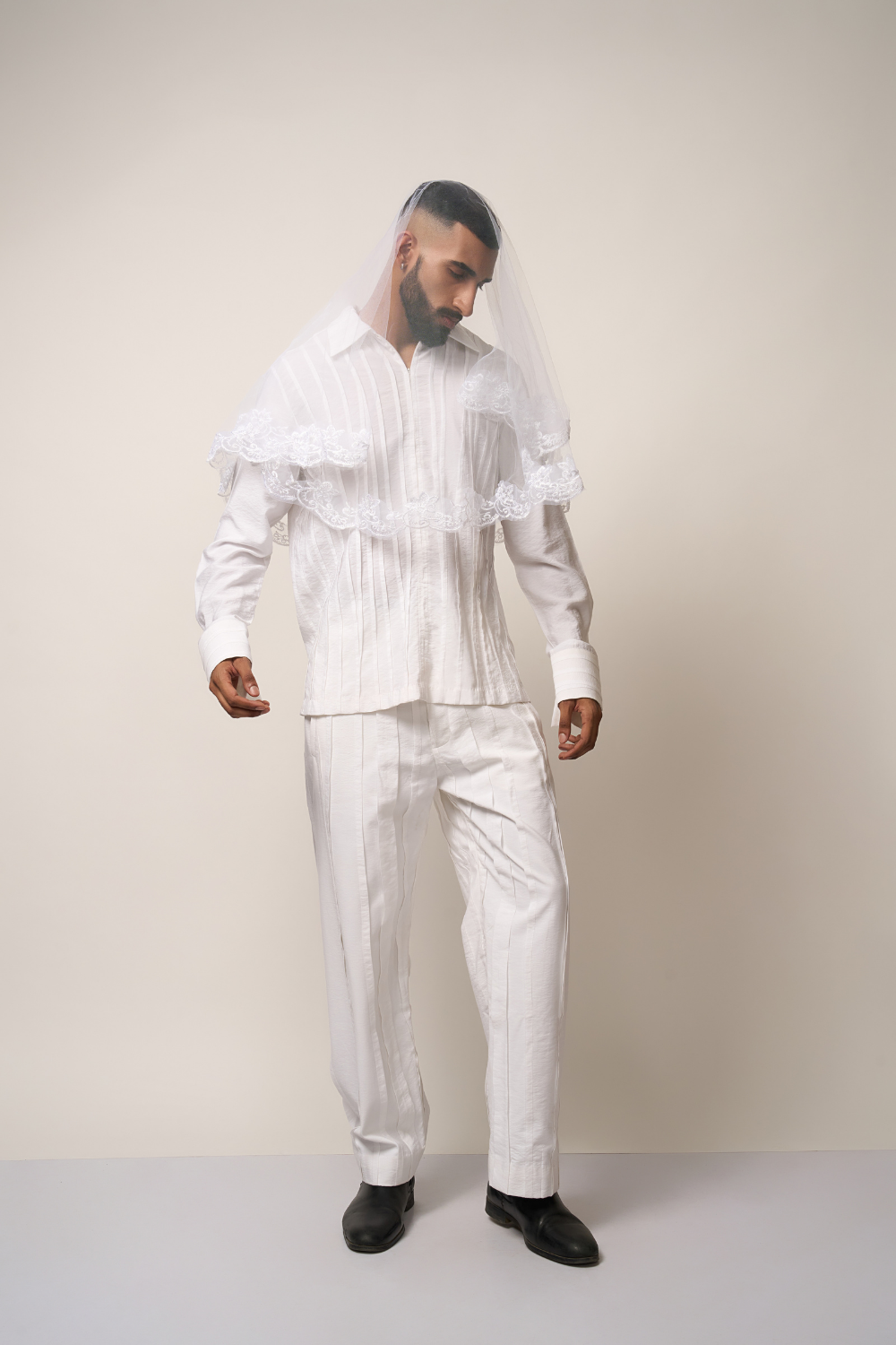 PLEATED CO-ORD- WHITE