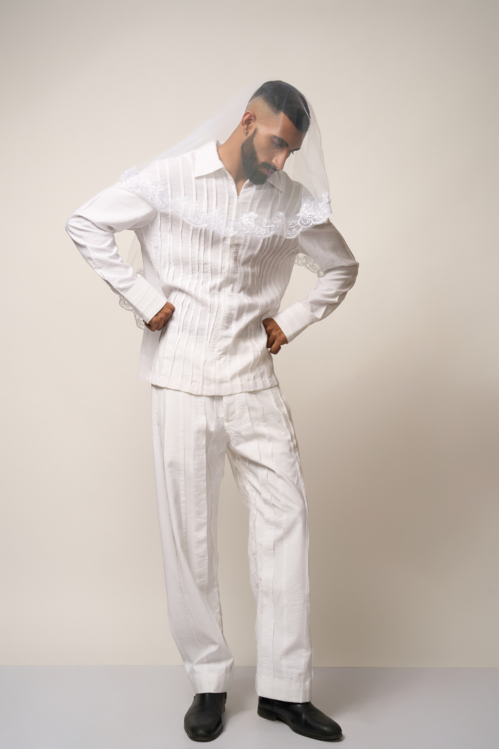PLEATED CO-ORD- WHITE