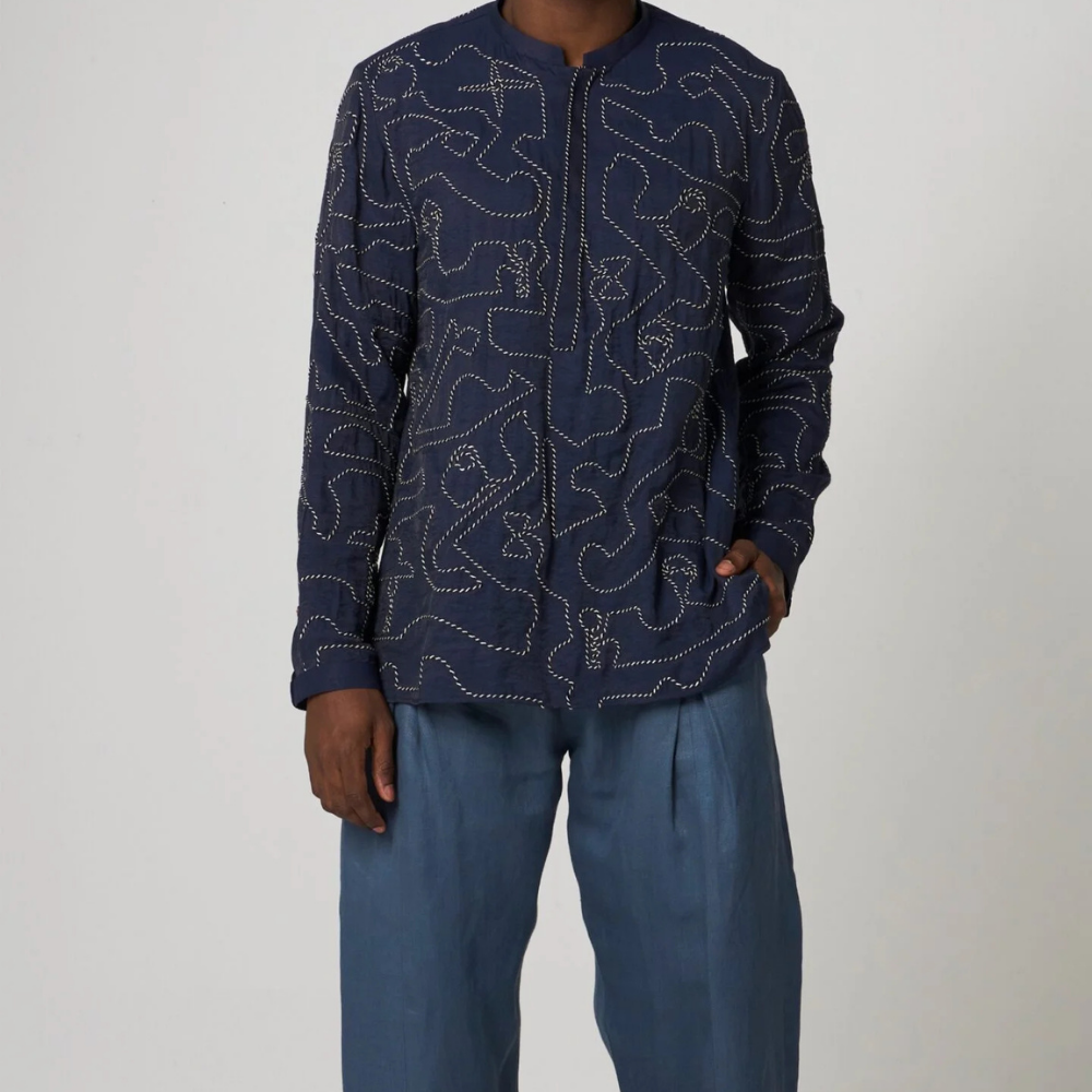THE MAZE KURTA-NAVY
