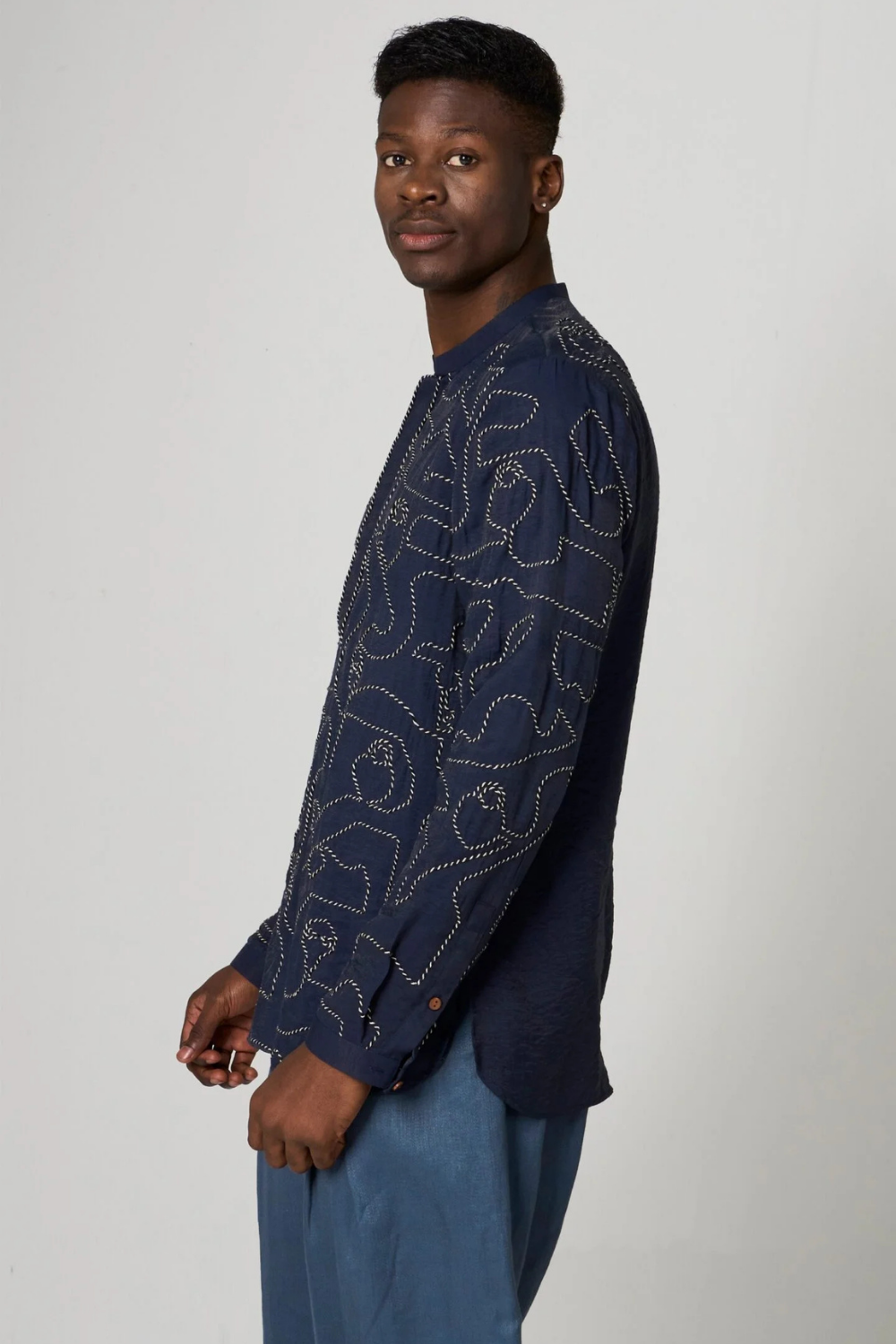 THE MAZE KURTA-NAVY