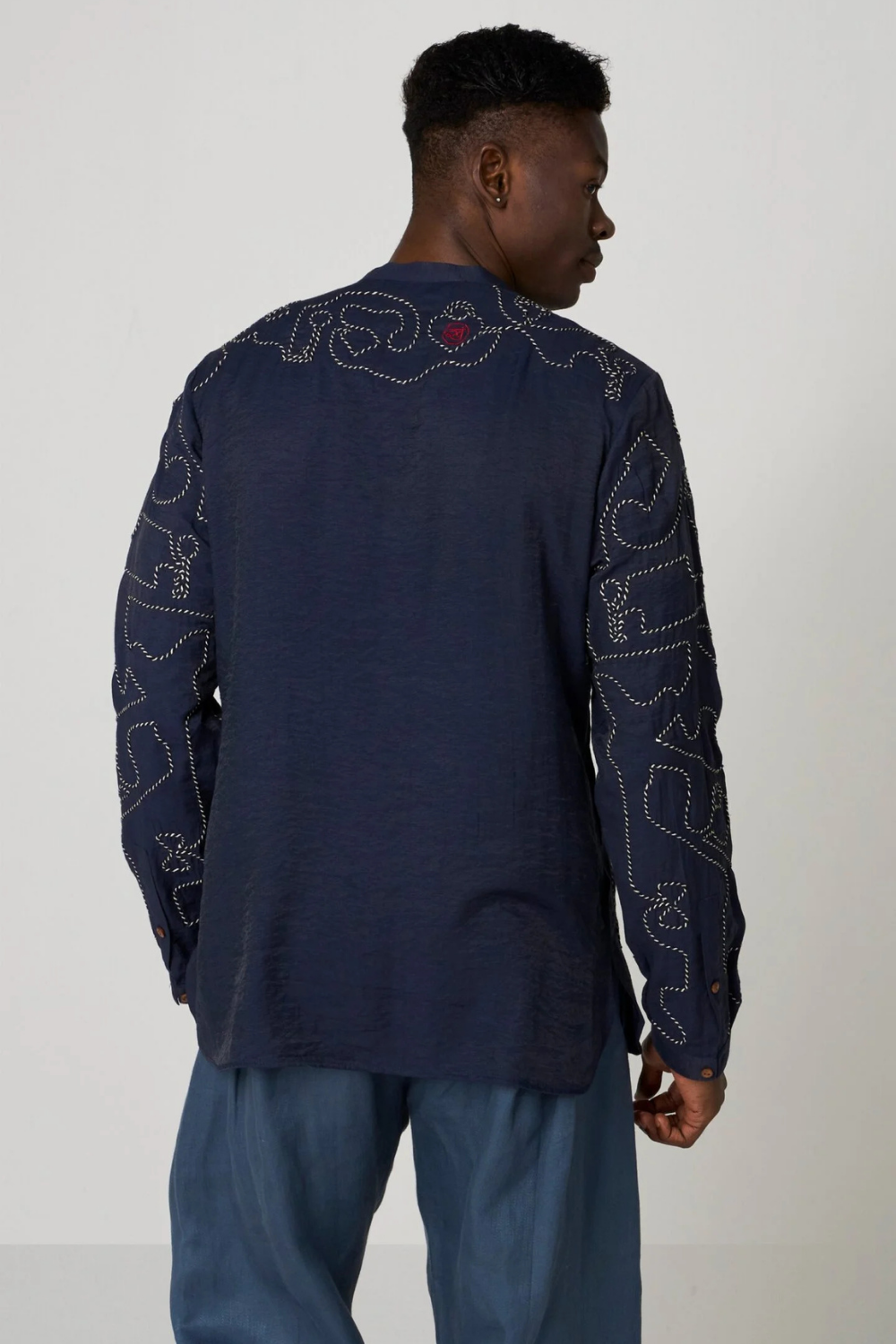 THE MAZE KURTA-NAVY