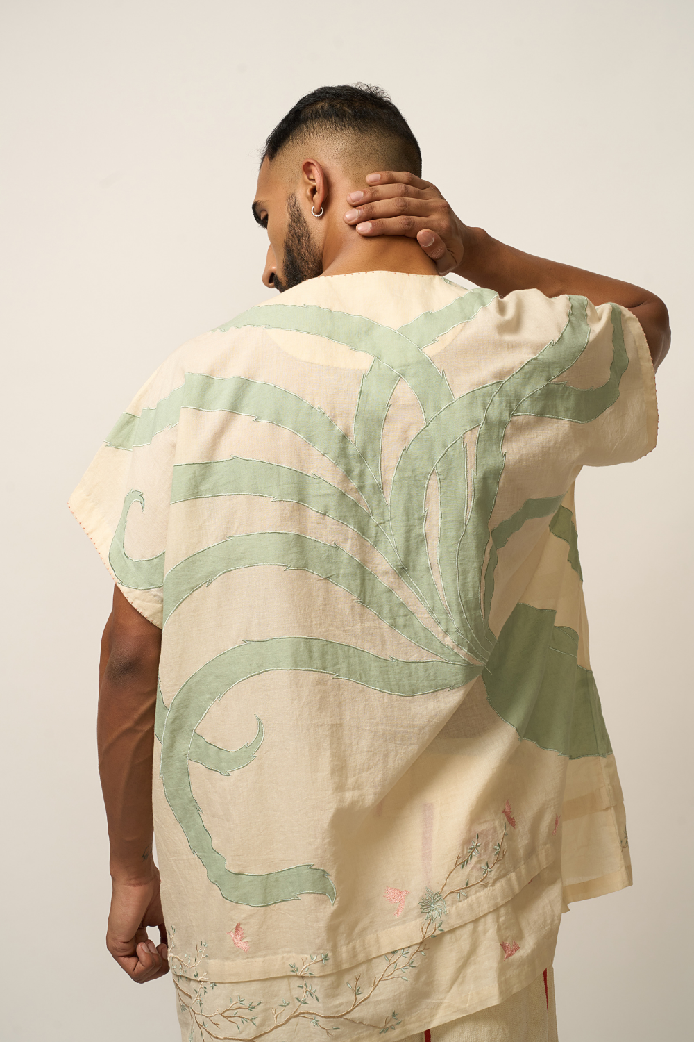 TIGER APPLIQUES KAFTAN SHIRT