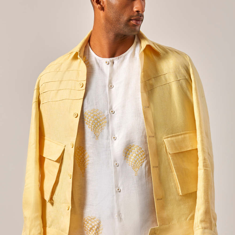 PINTUCK SHACKET- YELLOW